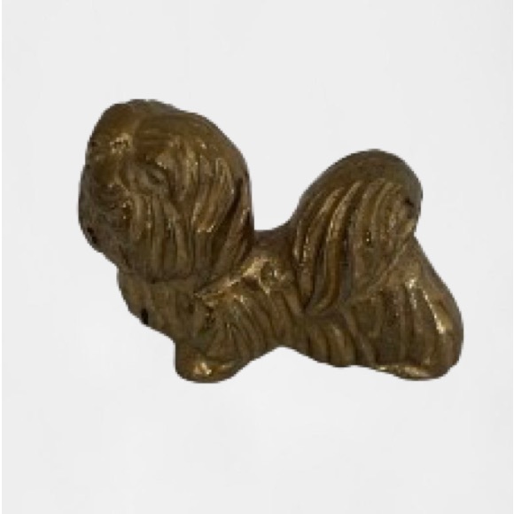 Vintage brass small dog figurine, Pekingese, Lhasa apso or shih tzo - Picture 1 of 4